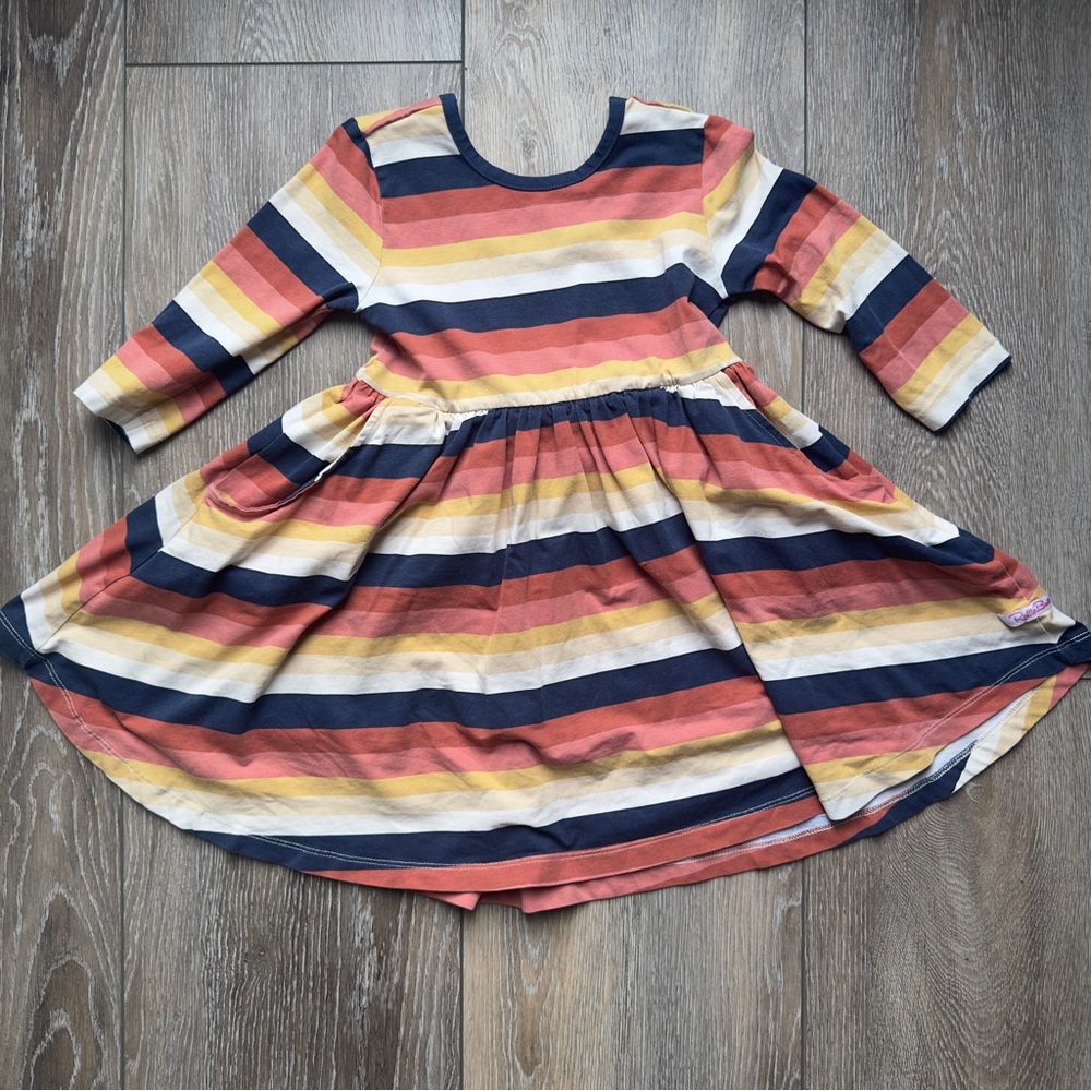 Ruffle Butts Long Sleeve Stripe Twirl Dress